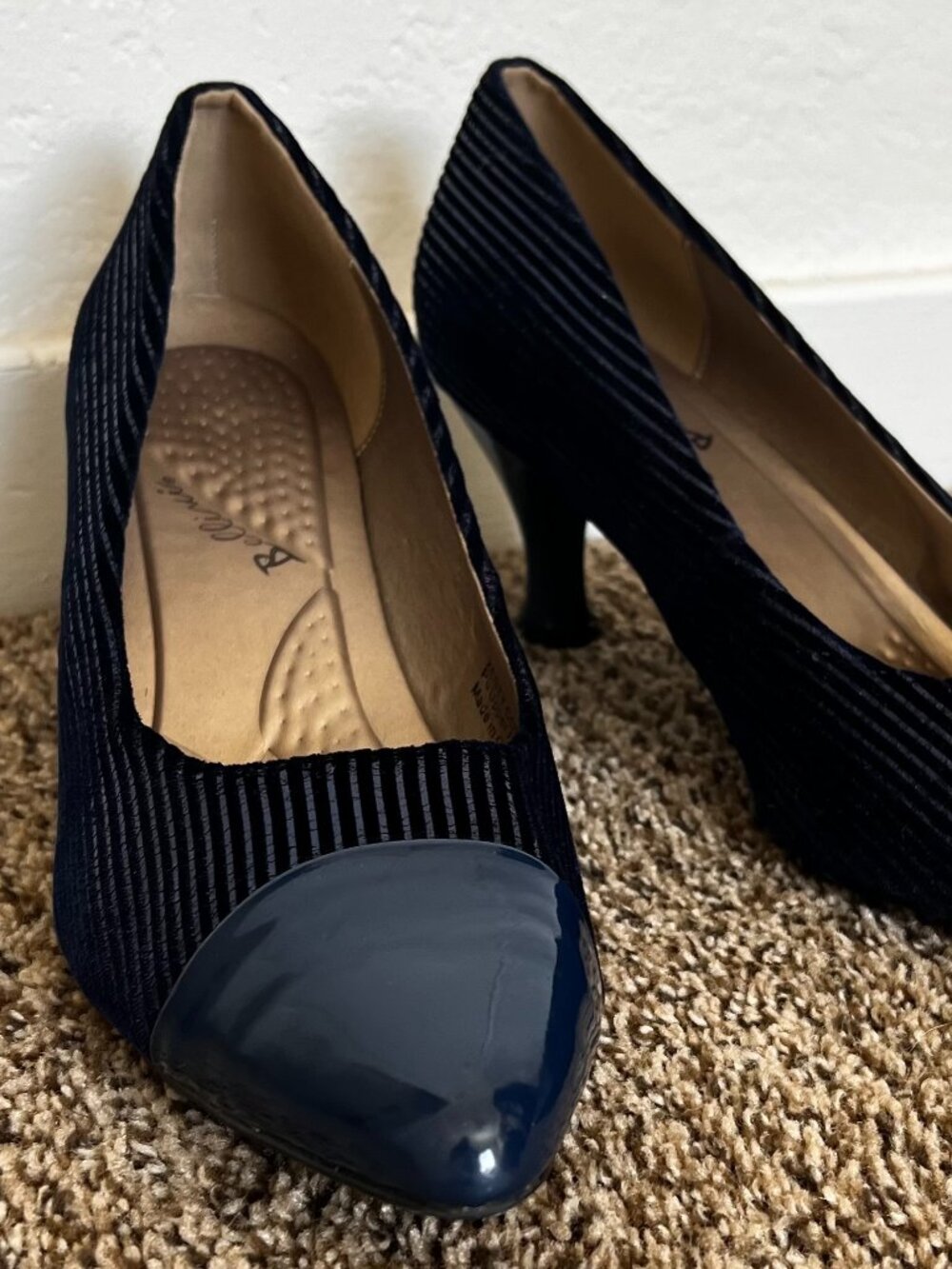 Bellini Zesty Cord Navy Blue Pumps Heels 13M
